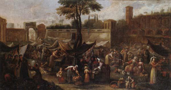 A market scene before the walls of a city, unknow artist